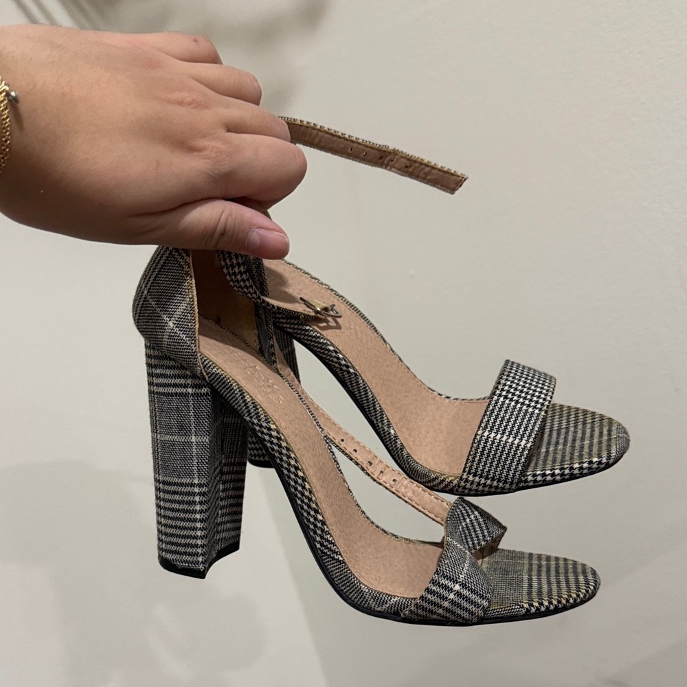 Charlotte Russe Black and White Plaid Heels